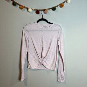 Athleta pastel pink long sleeve knot cropped tee